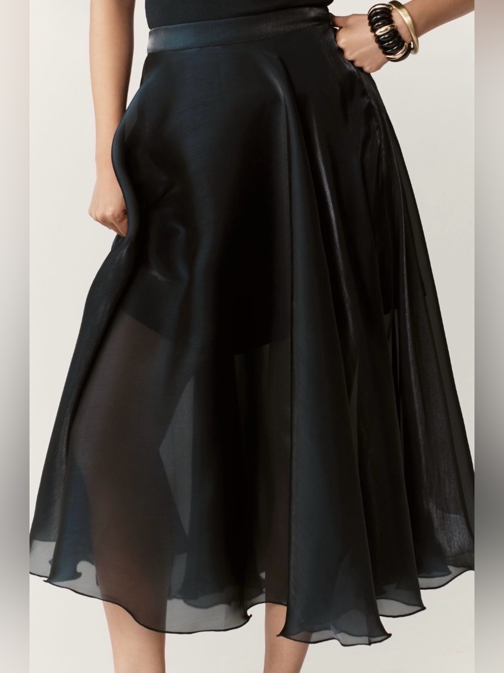 Anthropologie Bl-nk Arleth Black Midi Skirt Medium NWT - Picture 4 of 13